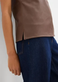 Top de piel sintética Mujer Esenciales|Camisetas