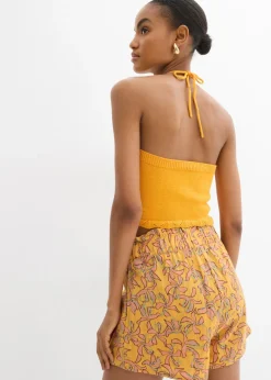 Online Top de punto anudado al cuello Mujer Camisetas|Ropa De Punto