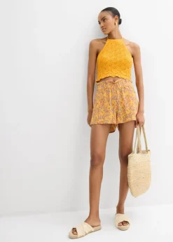 Online Top de punto anudado al cuello Mujer Camisetas|Ropa De Punto
