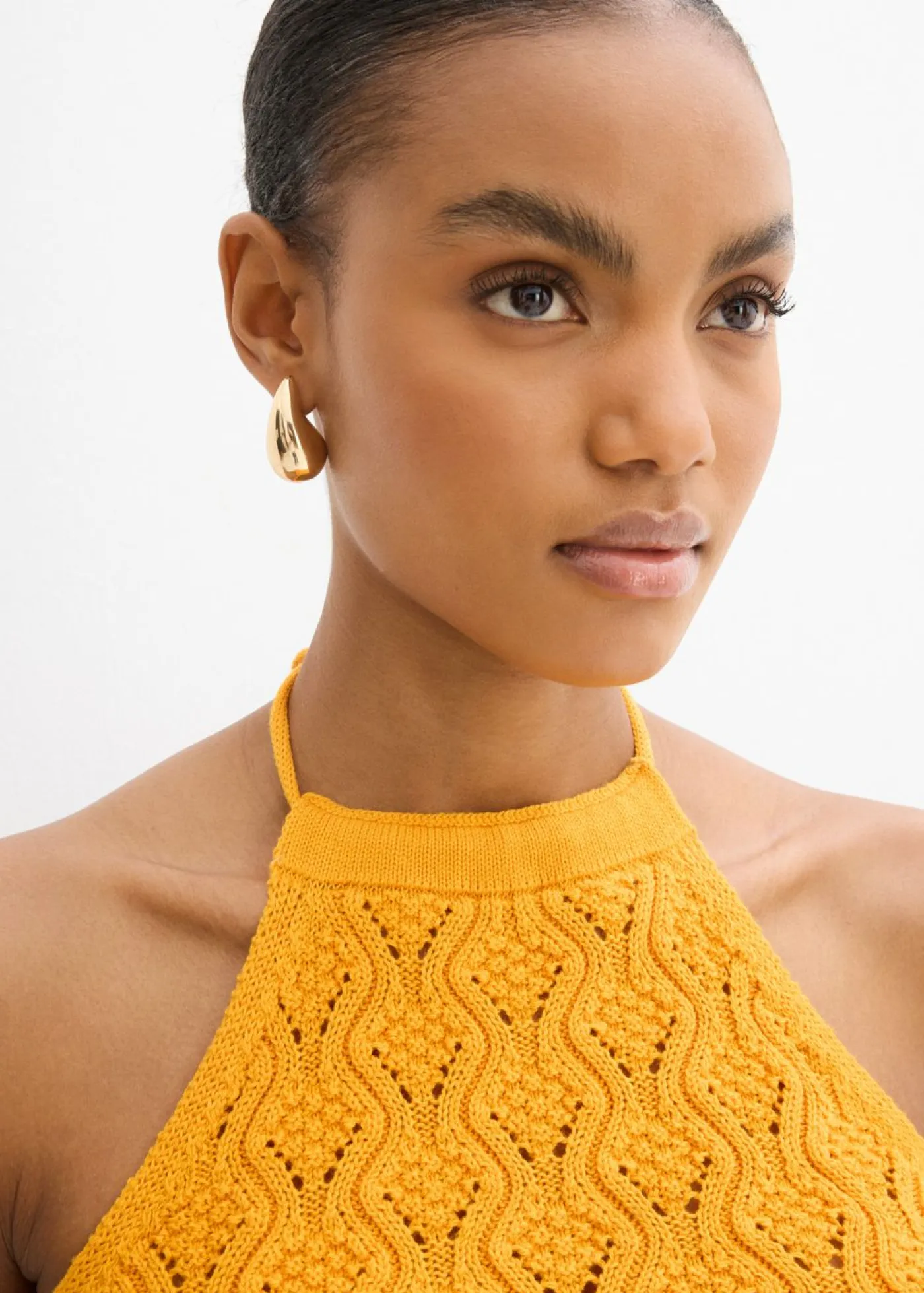 Online Top de punto anudado al cuello Mujer Camisetas|Ropa De Punto