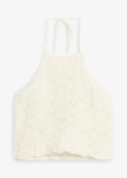Outlet Top de punto anudado al cuello Mujer Camisetas|Ropa De Punto
