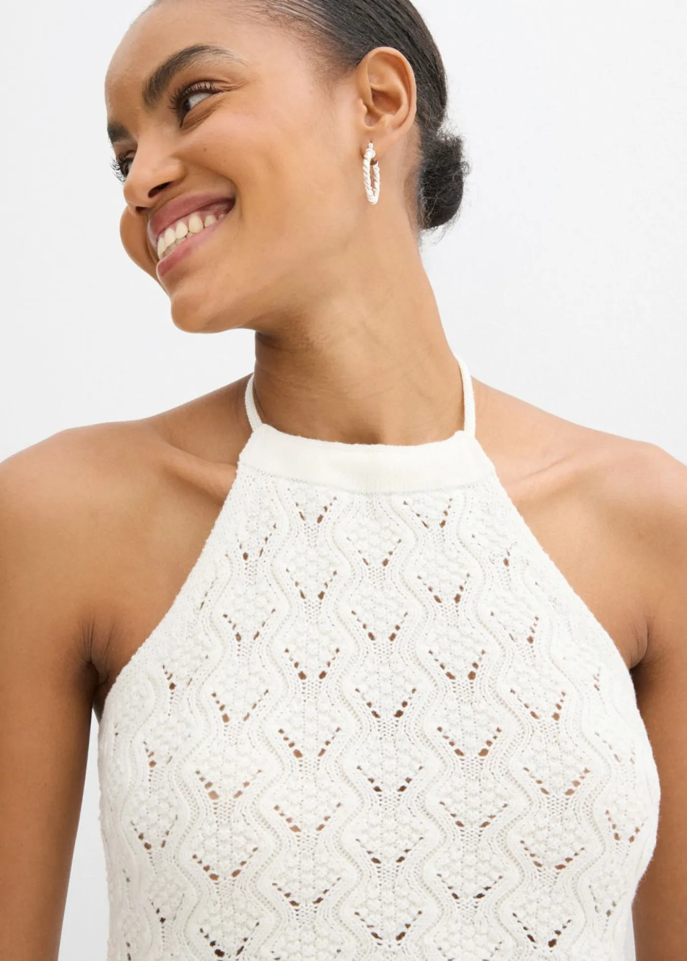 Outlet Top de punto anudado al cuello Mujer Camisetas|Ropa De Punto