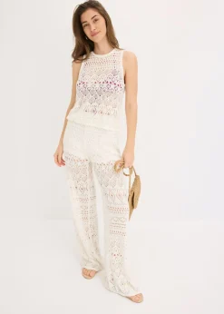 Clearance Top de punto con patrón de punto calado Mujer Camisetas|Ropa De Punto