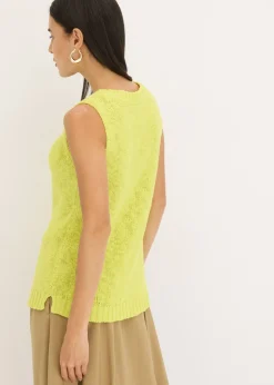 Discount Top de punto de algodón con textura nudosa Mujer Camisetas|Ropa De Punto