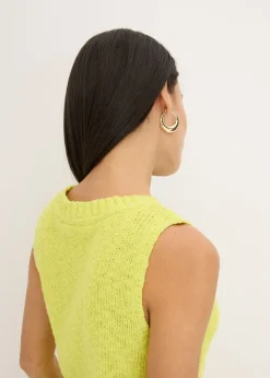 Discount Top de punto de algodón con textura nudosa Mujer Camisetas|Ropa De Punto