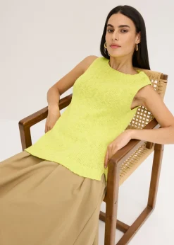 Discount Top de punto de algodón con textura nudosa Mujer Camisetas|Ropa De Punto