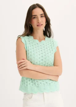 Clearance Top de punto de algodón puro Mujer Novedades|Ropa De Punto