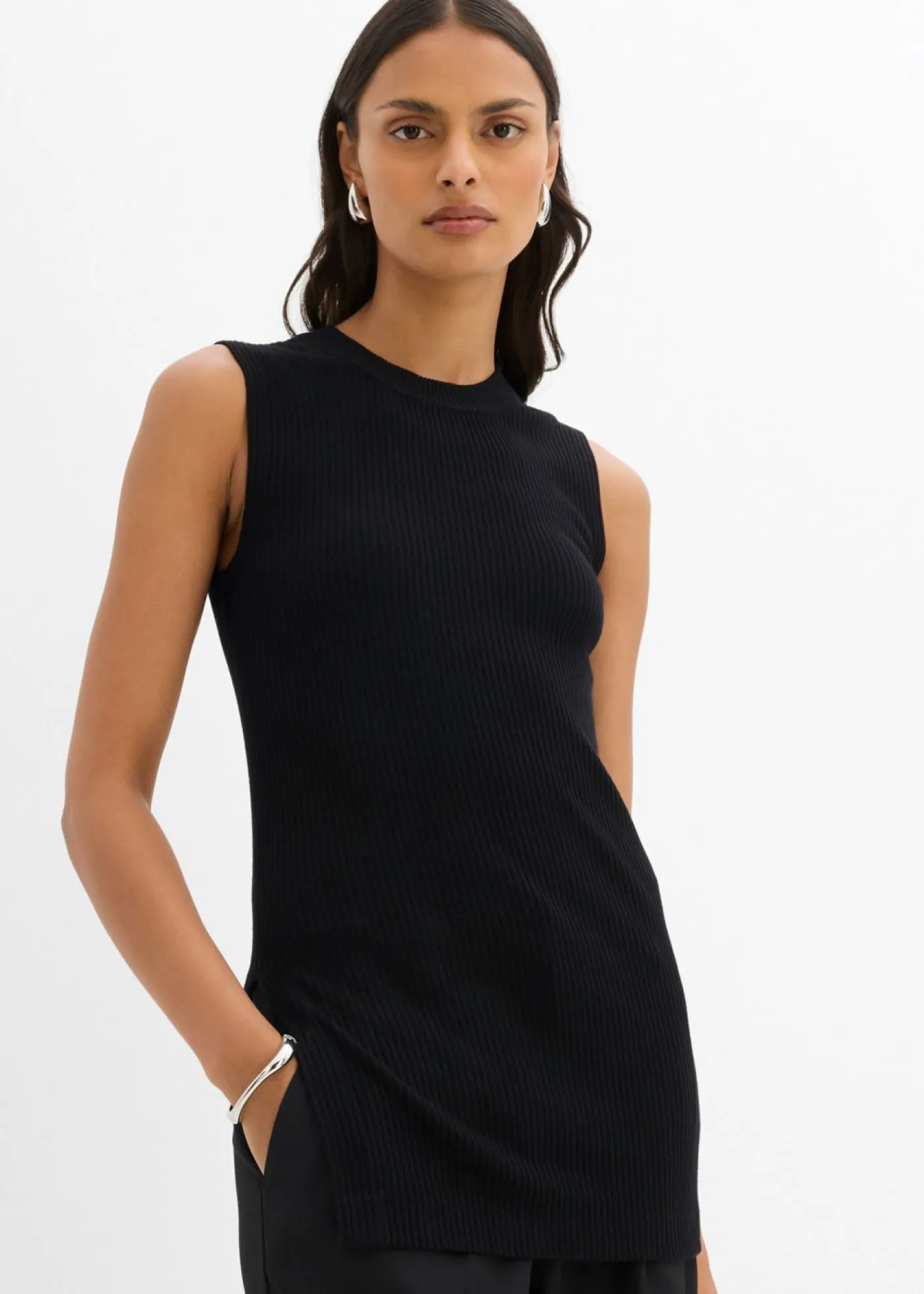 Top de punto de mezcla de viscosa Mujer Esenciales|Camisetas