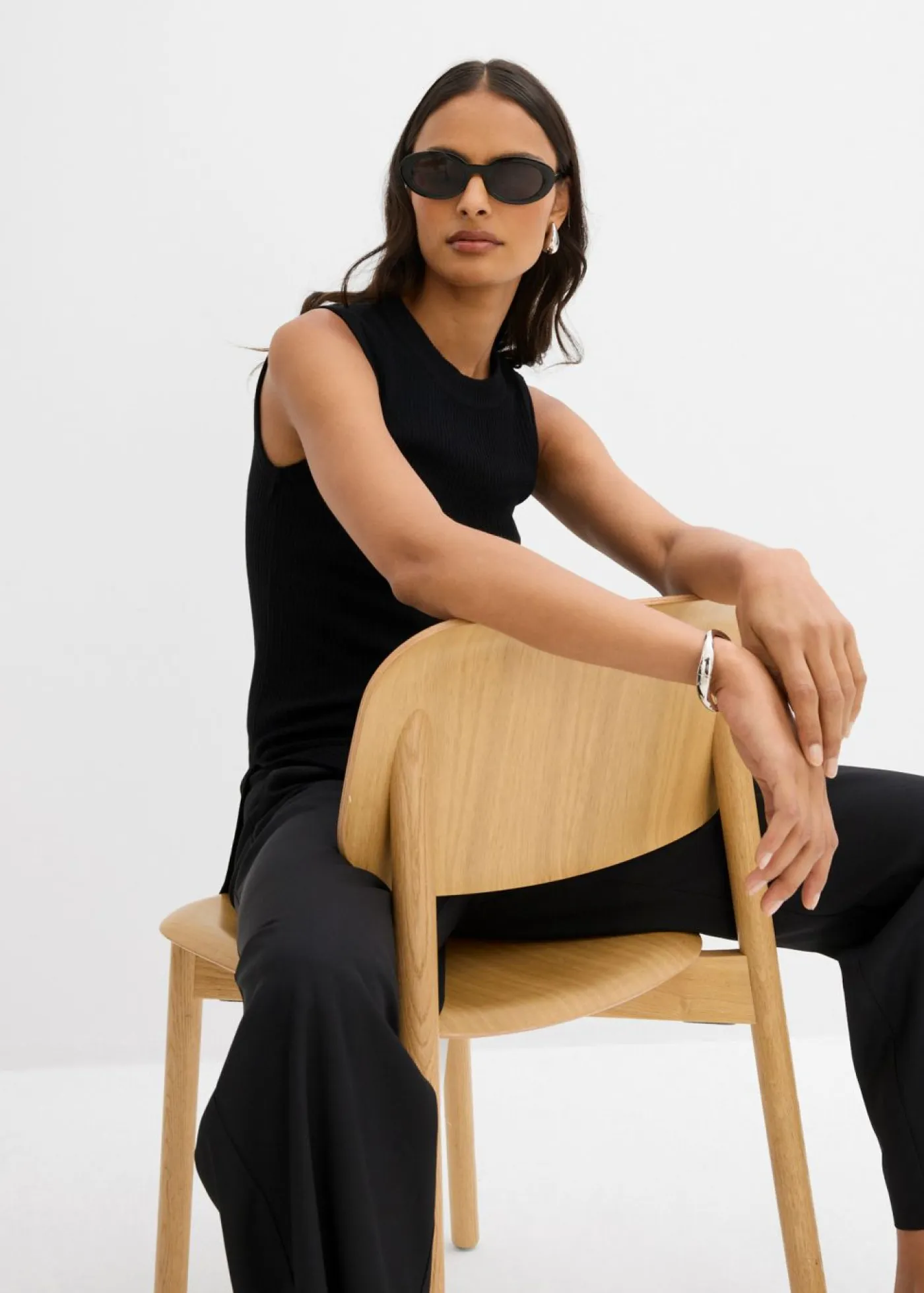 Top de punto de mezcla de viscosa Mujer Esenciales|Camisetas