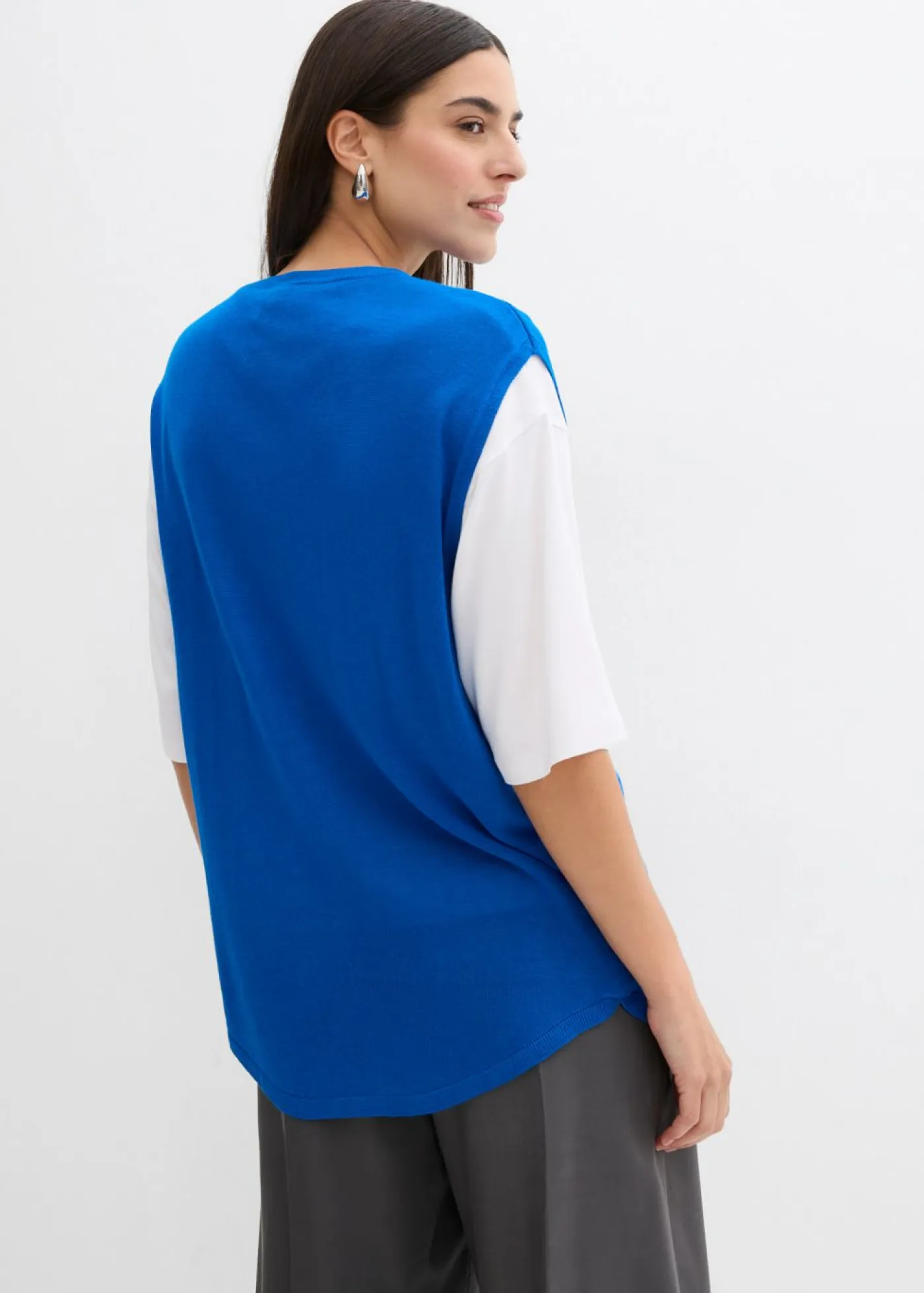 Discount Top de punto de viscosa fina con forma abullonada Mujer Esenciales|Camisetas