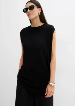Online Top de punto de viscosa fina con forma abullonada Mujer Esenciales|Camisetas