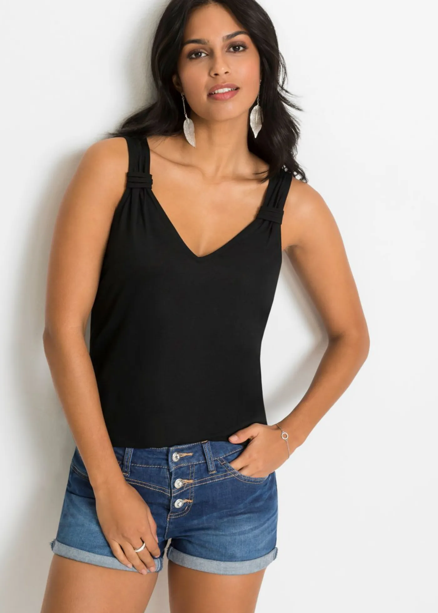 Outlet Top de punto de viscosa pura Mujer Camisetas