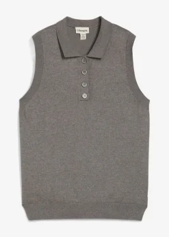 Online Top de punto fino con contenido de seda y cuello tipo polo Mujer Premium|Jerséis
