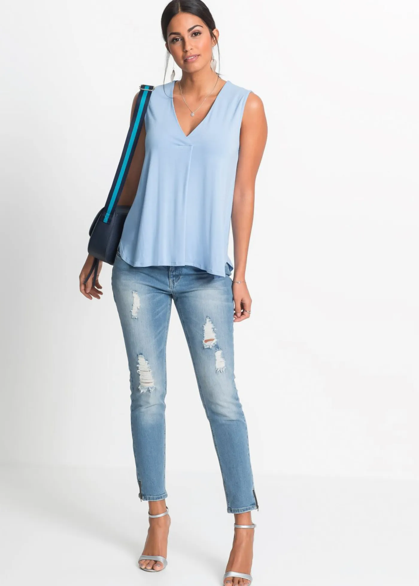 Outlet Top de suave mezcla de viscosa Mujer Camisetas|Novedades
