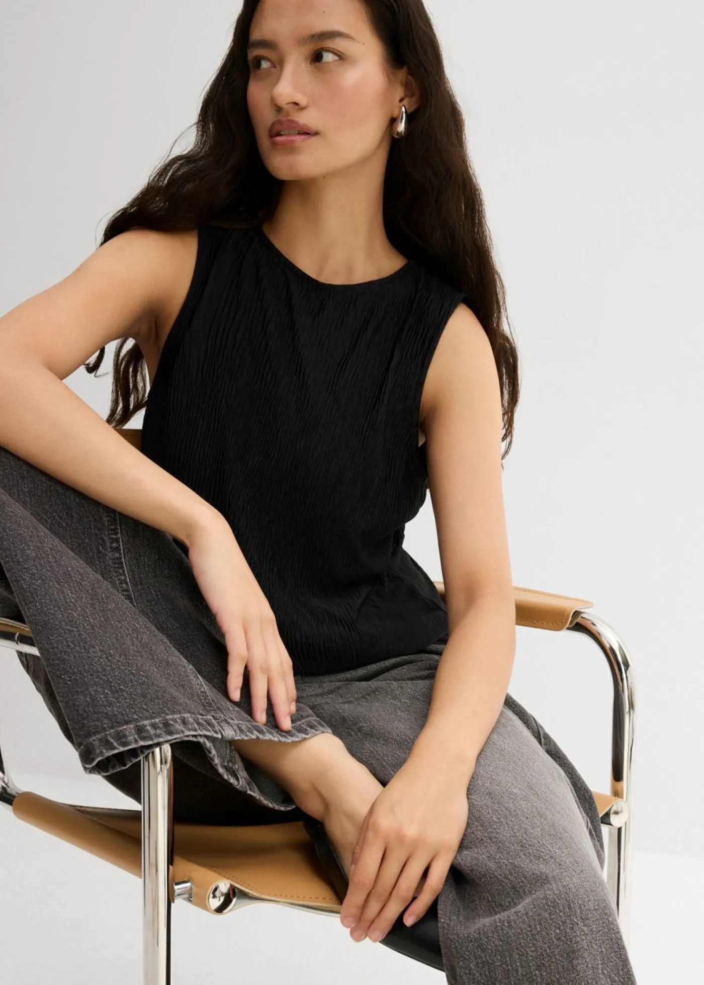 Best Top de tejido arrugado estructurado Mujer Esenciales|Camisetas