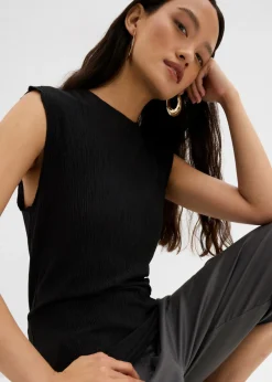 Discount Top de tejido arrugado estructurado Mujer Esenciales|Camisetas
