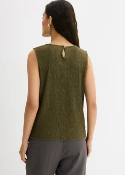Outlet Top de tejido arrugado estructurado Mujer Esenciales|Camisetas