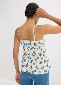 Top de tirantes finos de crepé estructurado Mujer Camisetas