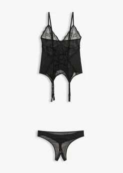 Discount Top de tirantes y tanga con abertura (2 piezas) Mujer Corsés|Lencería