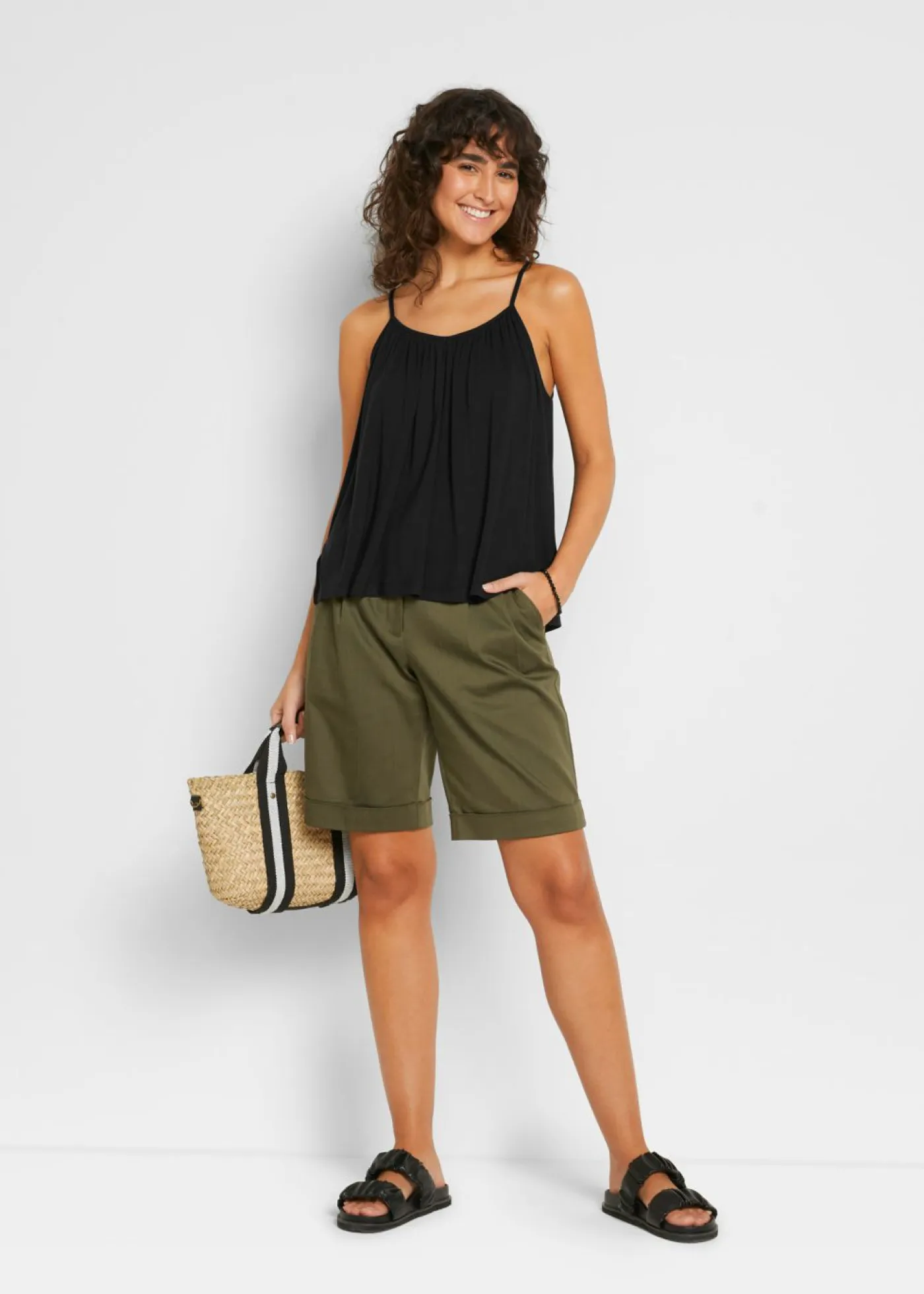 Outlet Top de viscosa fluida con tirantes finos Mujer Camisetas|Novedades