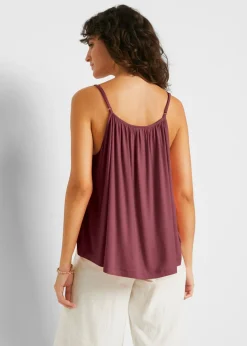 Top de viscosa fluida con tirantes finos Mujer Camisetas|Novedades
