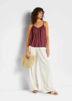 Top de viscosa fluida con tirantes finos Mujer Camisetas|Novedades