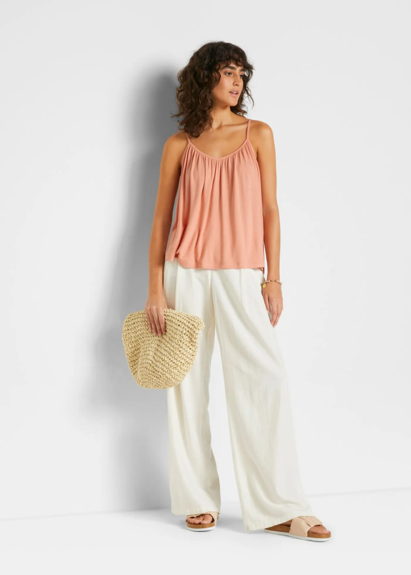 Outlet Top de viscosa fluida con tirantes finos Mujer Camisetas|Novedades