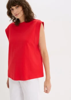 Outlet Top holgado con inserto de canalé en las mangas Mujer Camisetas
