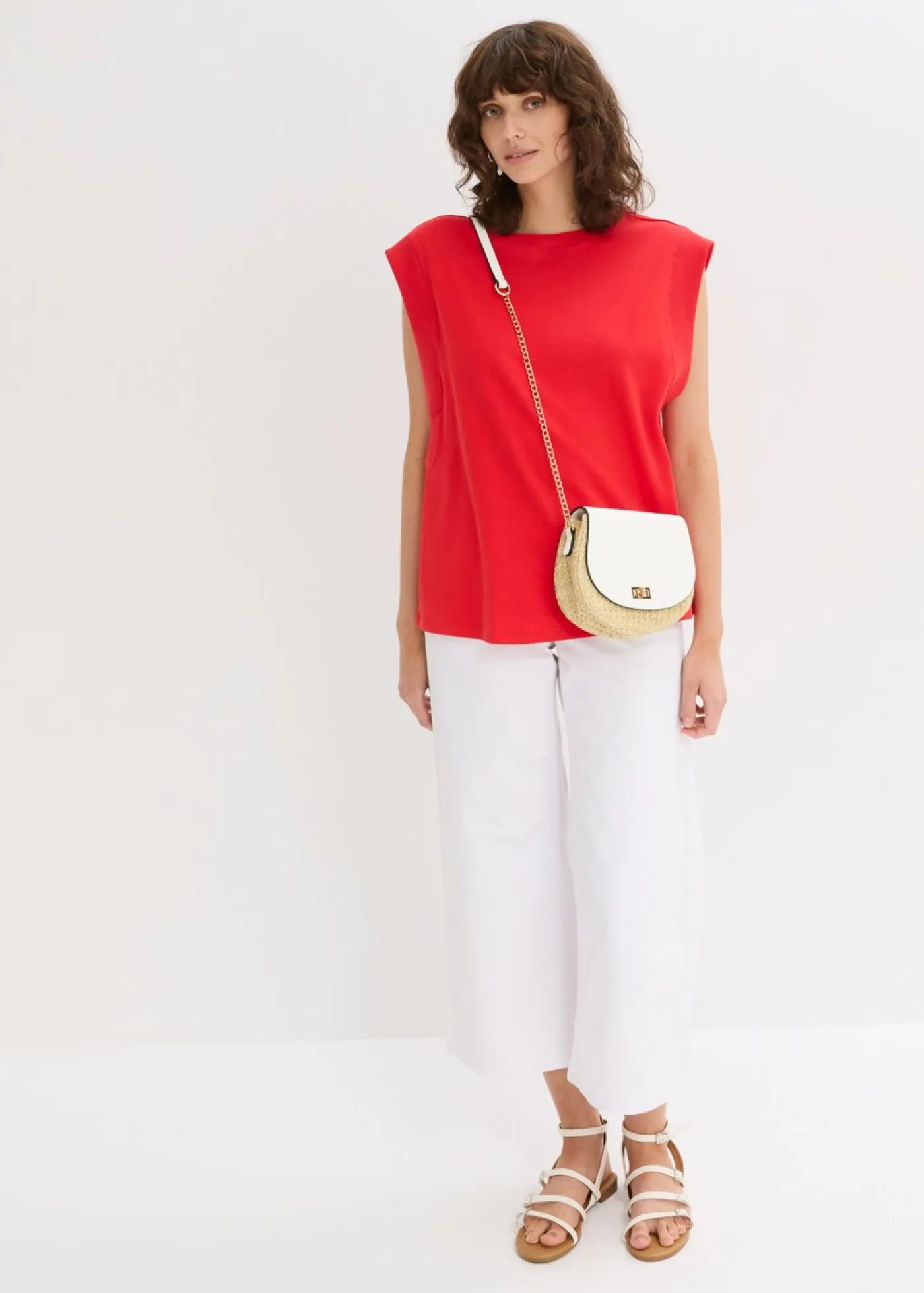 Outlet Top holgado con inserto de canalé en las mangas Mujer Camisetas