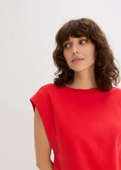 Outlet Top holgado con inserto de canalé en las mangas Mujer Camisetas