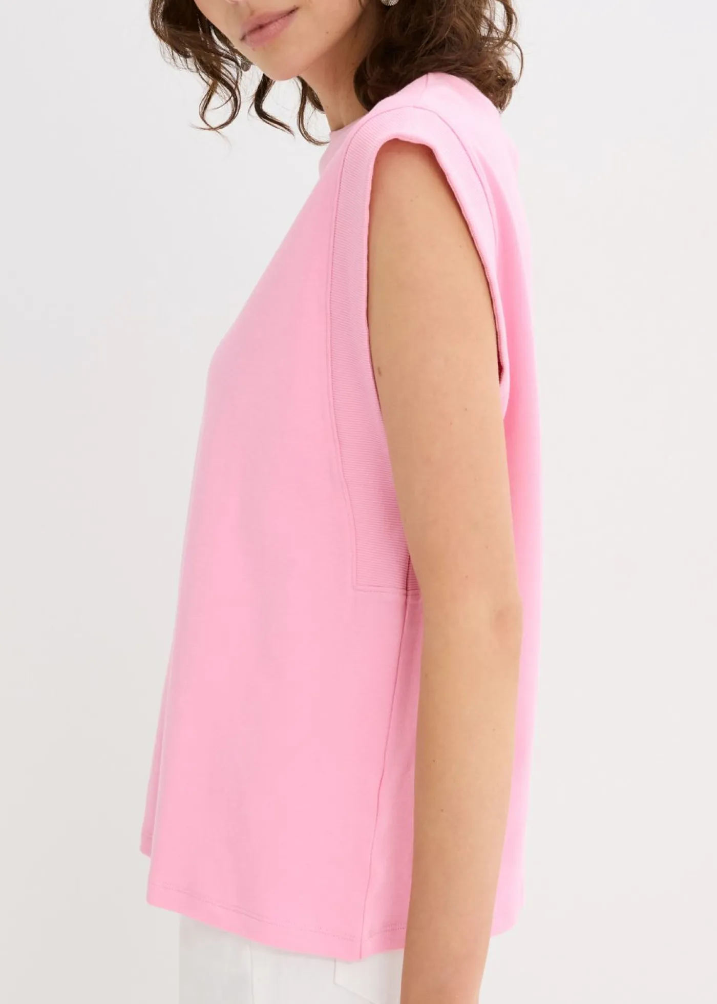 Sale Top holgado con inserto de canalé en las mangas Mujer Camisetas