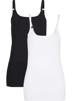 Online Top largo con tirantes finos de algodón (2 unidades) Mujer Camisetas Interiores|Básicos