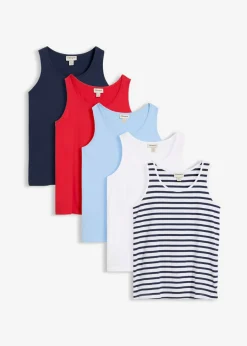 Best Top largo de algodón orgánico puro (5 unidades) Mujer Camisetas Interiores|Básicos