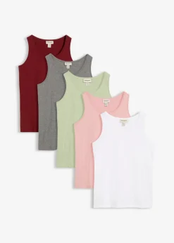 Top largo de algodón orgánico puro (5 unidades) Mujer Camisetas Interiores|Básicos