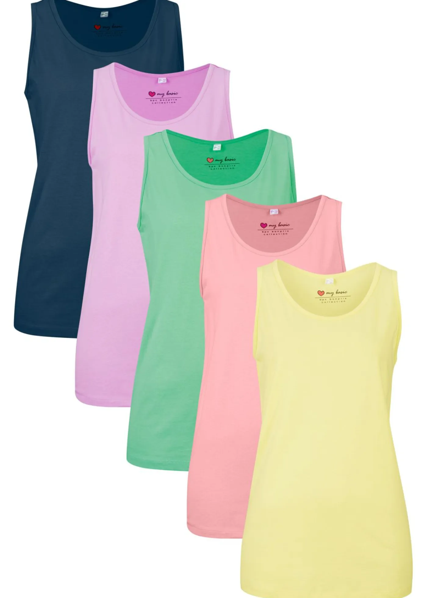 New Top largo de algodón orgánico puro (5 unidades) Mujer Camisetas Interiores|Básicos