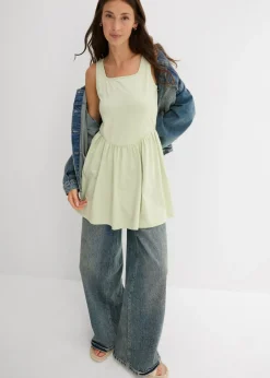 Sale Top largo de mezcla de algodón elástico Mujer Camisetas