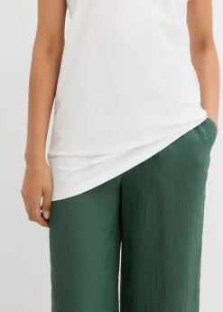 Clearance Top largo de mezcla de algodón elástico Mujer Esenciales|Camisetas