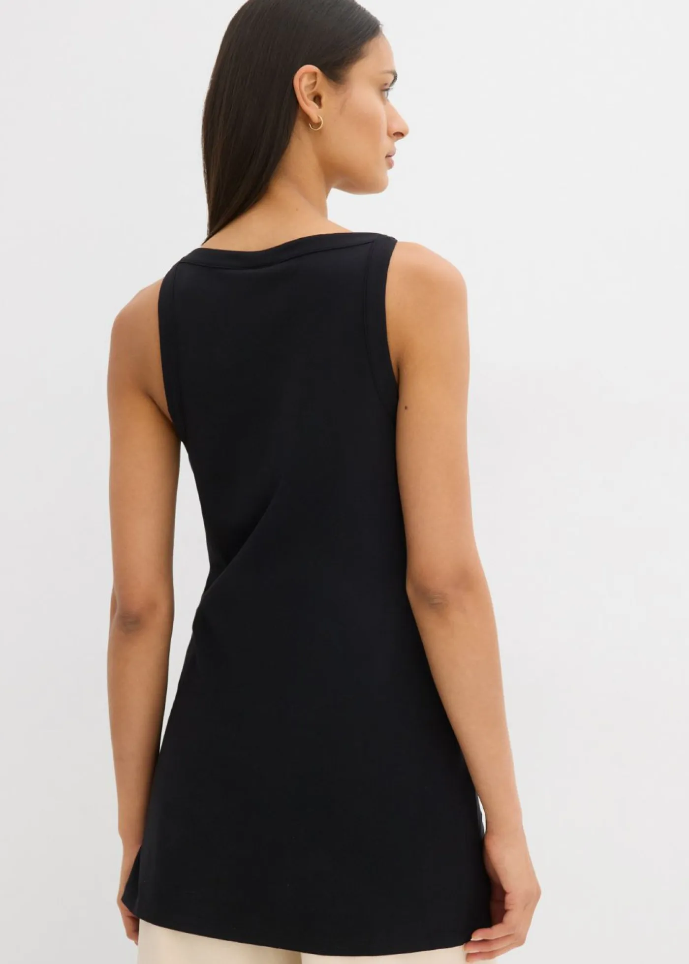 Clearance Top largo de mezcla de algodón elástico Mujer Esenciales|Camisetas