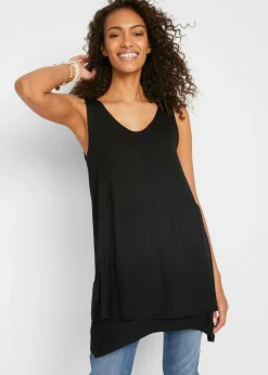Best Top largo de mezcla de viscosa con doble capa Mujer Camisetas