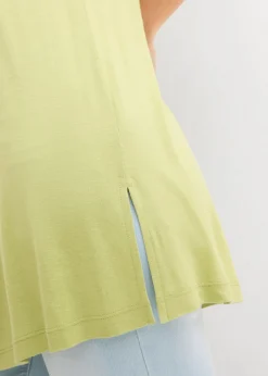 New Top largo en mezcla de viscosa y lino Mujer Camisetas