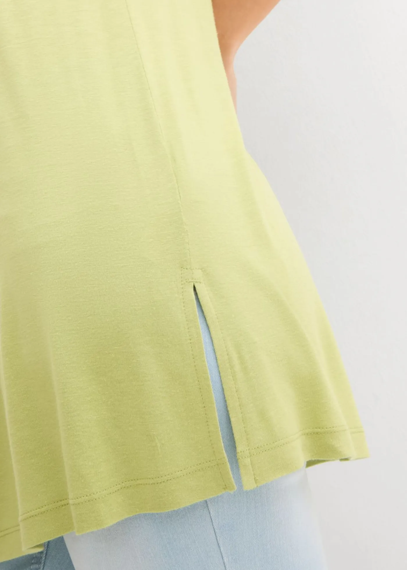 New Top largo en mezcla de viscosa y lino Mujer Camisetas