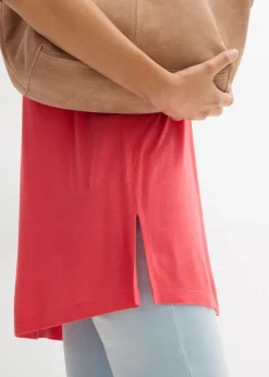 Top largo en mezcla de viscosa y lino Mujer Camisetas