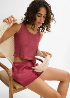 Clearance Top sin mangas de algodón orgánico puro Mujer Camisetas