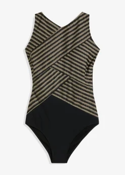 Hot Traje de baño con efecto moldeador medio y aspecto cruzado Mujer Vestidos Moldeadores|Bañadores