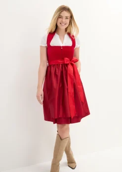 Traje tirolés con corpiño de terciopelo y delantal de satén (2 piezas) Mujer Vestidos