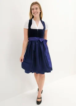 Traje tirolés con corpiño de terciopelo y delantal de satén (2 piezas) Mujer Vestidos