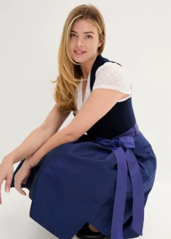 Traje tirolés con corpiño de terciopelo y delantal de satén (2 piezas) Mujer Vestidos