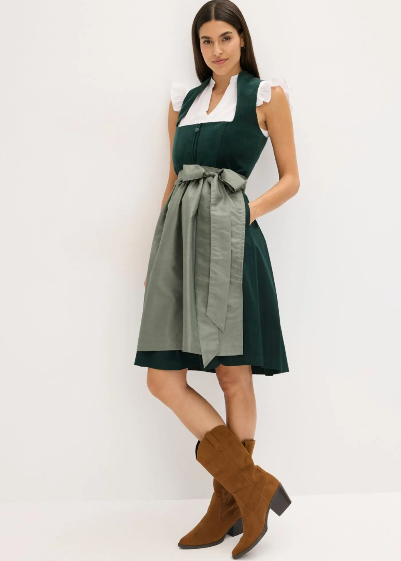 Clearance Traje tirolés con corpiño de terciopelo y delantal de satén (2 piezas) Mujer Vestidos