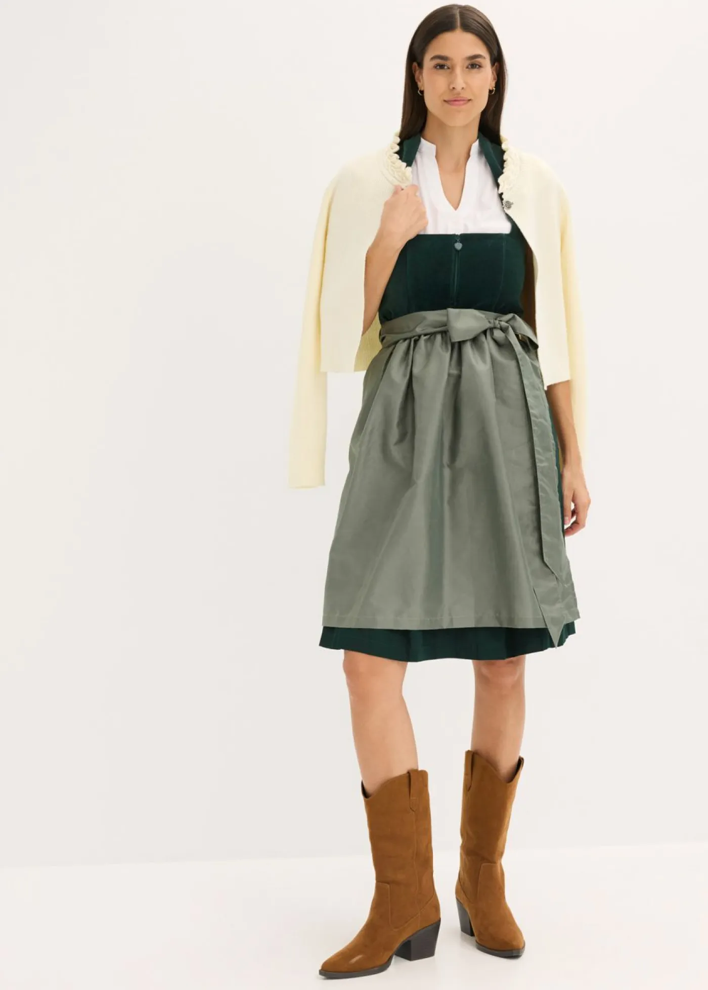 Clearance Traje tirolés con corpiño de terciopelo y delantal de satén (2 piezas) Mujer Vestidos