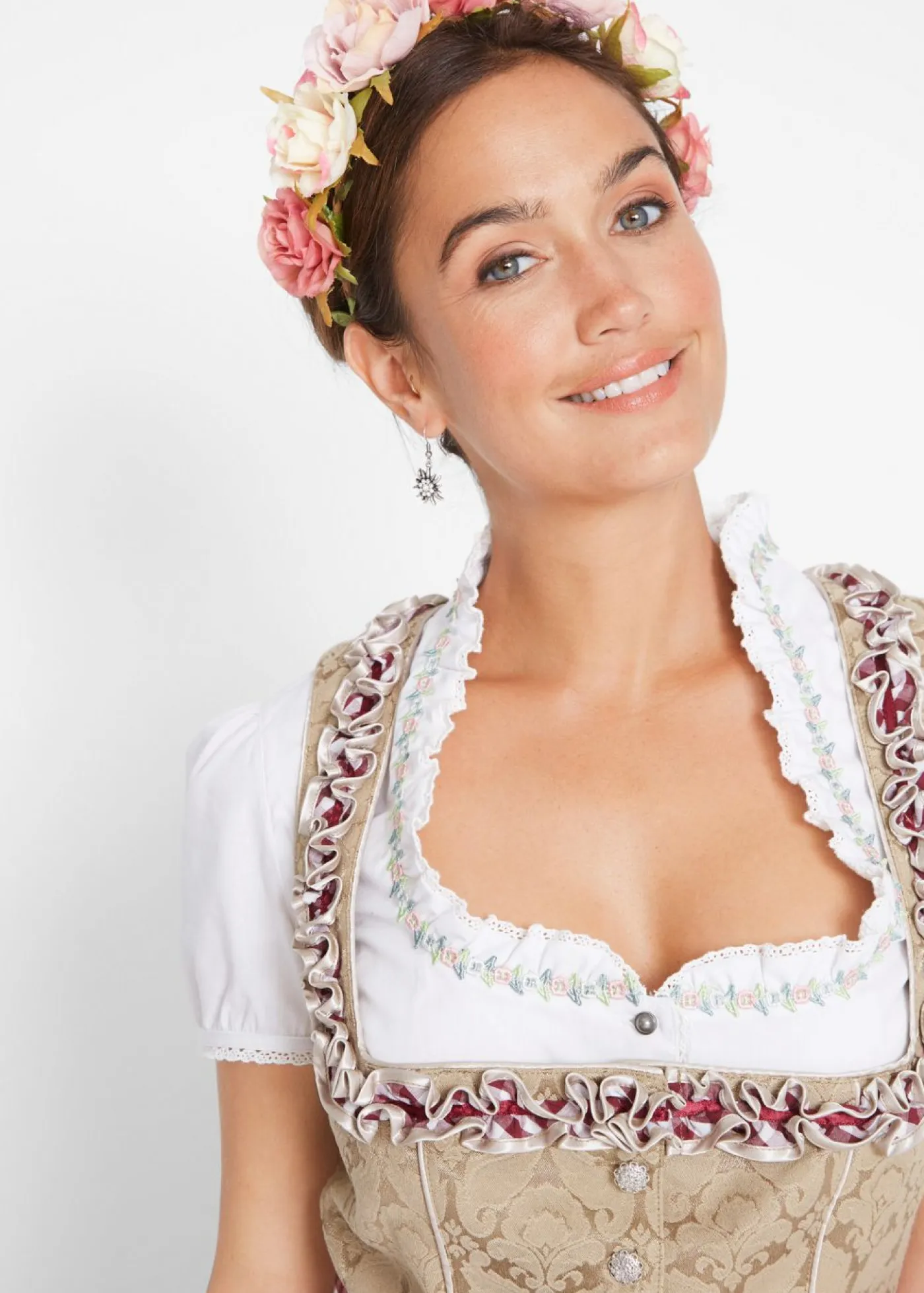 Hot Traje tradicional tirolés con delantal hasta la rodilla Mujer Vestidos